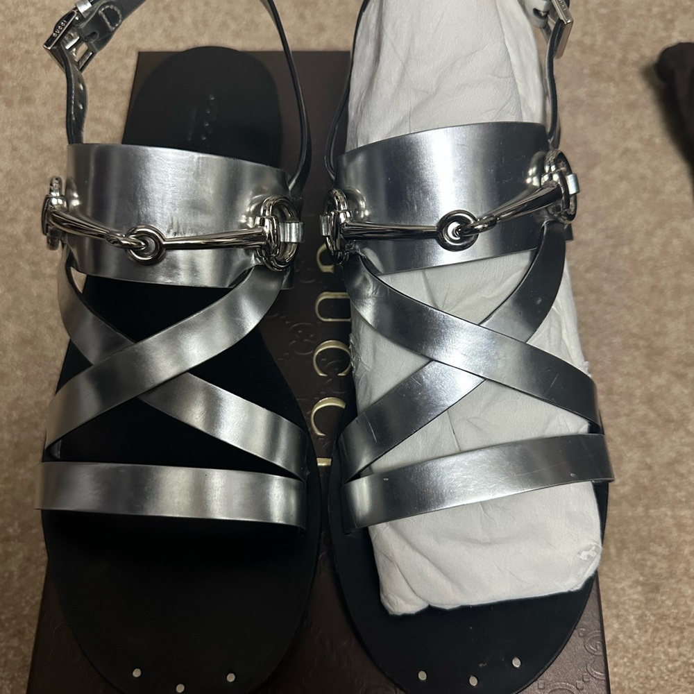 Silver Strappy Gucci Sandals - Picture 7 of 8